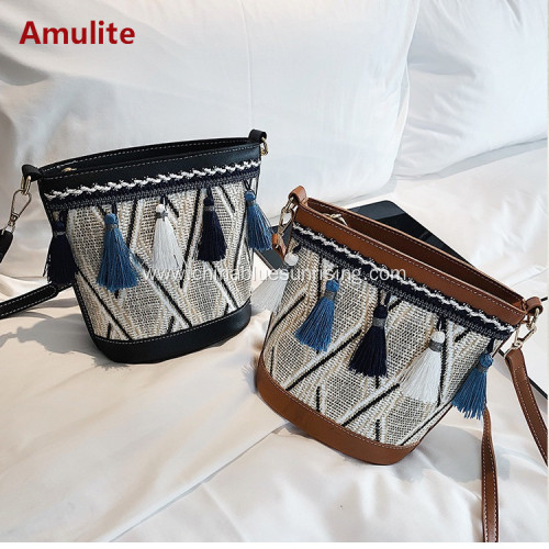 Women Straw Shoulder Crossbody Handbag Summer Casual Bag